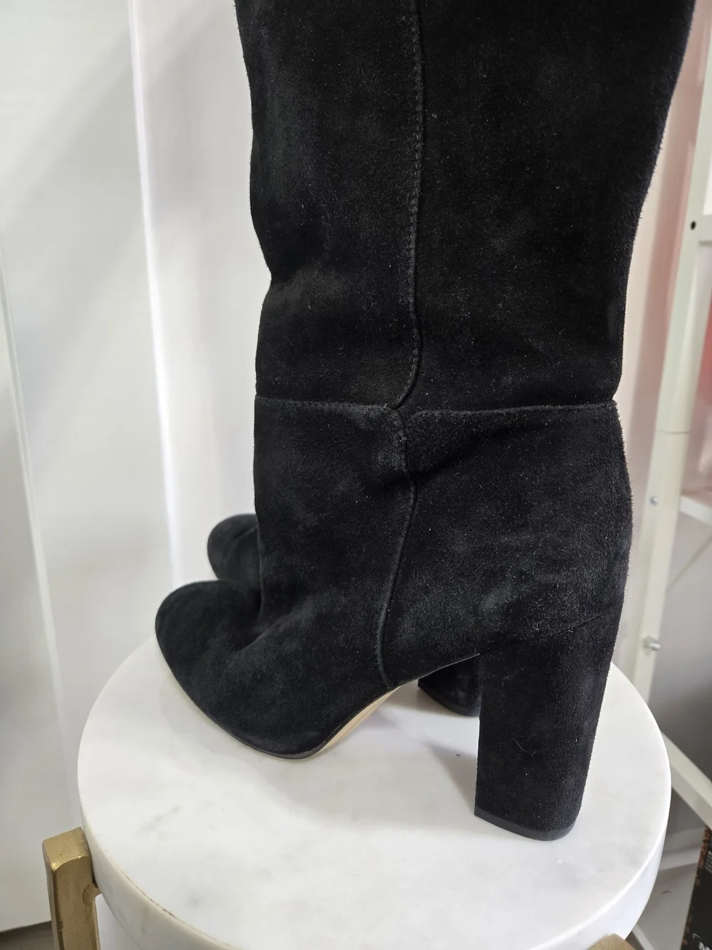 Sam Edelman Boots Black Suede Knee-High Block Heel Boots